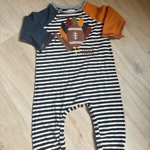 Mud Pie Striped Turkey Appliqué Kids One Piece